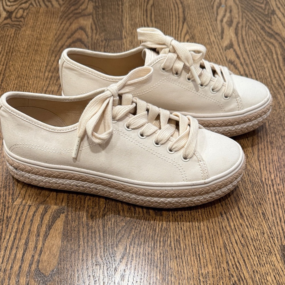 Kate Spade Cream Lace-Up Sneakers